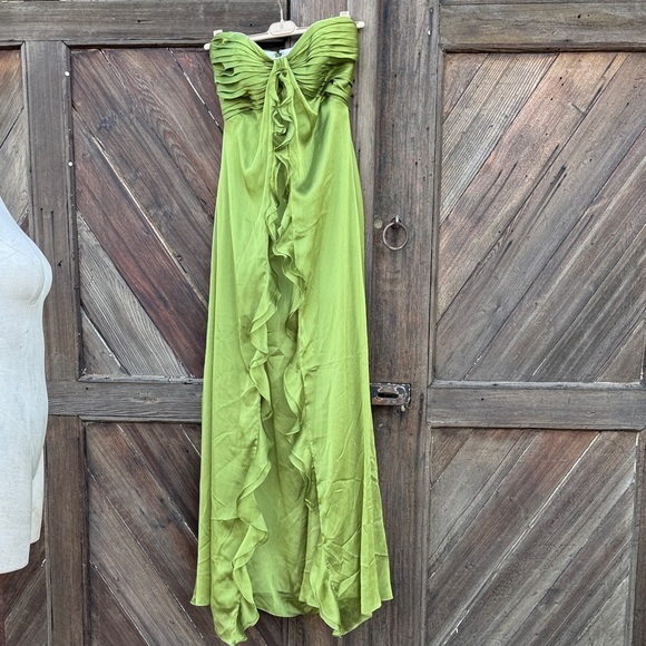 Bari Jay Strapless Lettuce /Lime Green Gown XS - Picture 7 of 9